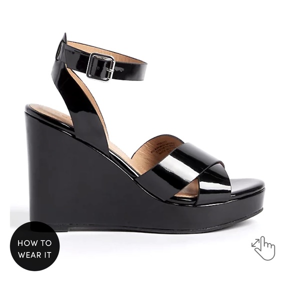 Torrid size 9 ww NWT patent black strappy platform wedge sandal - Picture 2 of 5